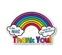 Pack of 2 Thank You Health Workers, Superheroes and All The Key Workers Rainbow, self-Adhesive Vinyl Sticker, Outside of Windows, Door, car, Van Flag Kids Signs, A5 210x148mm