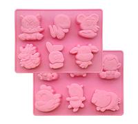 (Pack of 2) the Twelve Chinese Zodiac Silicone Soap Mold 12 Animals Signs Silicone Chocolate Candy Jello Mold Cake Cupcake Baking Pan Ice Cube Tray