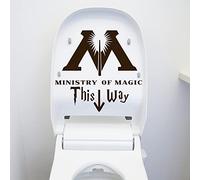 Pack of 2 Toilet Stickers, Ministry of Magic Sticker Toilet, 25 x 23 cm Toilet Sticker Funny Toilet Lid Sticker, Toilet Sign for Bathroom Wall Sticker Fridge DIY Sticker