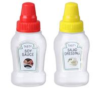 Pack of 2 Tomato Ketchup Bottle 25 ml Mini Ketchup Bottle Squeezy Bottles Portable Sauce Container Salad Dressing Pantry Container for Ketchup, BBQ, Dressing, Sauce