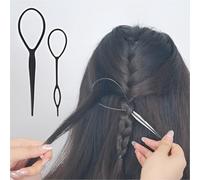 Pack of 2 Hair Looping Tool Set, Durable Hair Tail Tool for French Braiding, Fashion Hair Styling Tool for Women and Girls (Black)