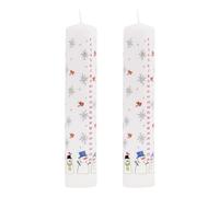 Pack Of 2 Traditional Countdown To Christmas Pillar Advent Candle Snowman