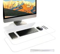 Pack of 2 Transparent Desk Mat, 80 x 40 cm, Non-Slip Desk Mat, Transparent Round Edges, Desk Mat, Waterproof Table Protector for Office, Home, School