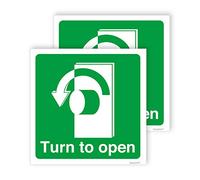 Pack of 2 Turn Left to Open Sticker Self Adhesive Waterproof Vinyl Stickers 100mm x 100mm V1244