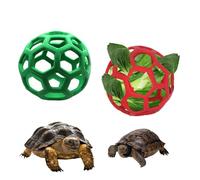 Pack of 2 Turtle Treat Ball Toy - Hanging Small Animals Vegetable Grass Fruit Feeding and Play Hay Feeder Ball for Small Animals Pet (Green and Red)