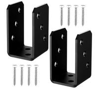 Pack of 2 U-post holders for screwing on, 50 x 60 x 102 mm, U-angle post anchor, screw-on sleeve, post connector for embedding in concrete or connection of various elements