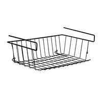 Pack of 2 Under Shelf Storage Baskets with Open Front, Versatile Shelf Basket Under Desk Hanging Wire Basket Organiser for Kitchen Shelves, Pantry, Office Desk and Cabinets | Black