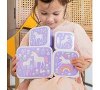Pack of 2 UNICORN Lunch Boxes for Girls, A Little Lovely Company lavender