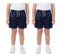 Pack of 2 Unisex PE Shorts Kids Boys Girls Adults School Sports Shadow Stripe Elasticated Waist Drawstring Gym Football Games Uniform Shorts Made in UK Navy Blue XL