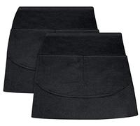 Pack of 2 Unisex Waist Aprons - 100% Combed Cotton - Professional Heavy Duty Grade - Thick Fabric Construction - Two Large Front Pockets - Fade Resistant - Classic Black Waist Apron