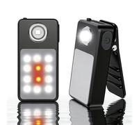 Pack of 2 USB-C Rechargeable Running Light, 3 Brightness Levels, Spotlight, Floodlight 2-in-1 Clip Light, IPX7 Waterproof Compact LED Torch for Night Running, Work, Jogging, Camping (Black-2)