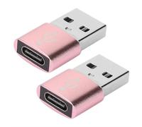 [Pack of 2] USB to USB C Adapter for i-Phone 16 15, PD 20W USB-C Type C Fast Car Charger Adapter Plug for i-Phone 14, 13, 12, 11, Sam-sung S24, S23, S22 S21 S20 and More (Rose Gold)