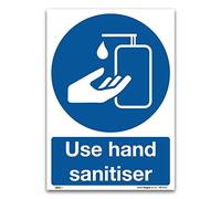 Pack of 2 Use hand sanitiser, A5 210x148mm, PVC Rigid Plastic, Mandatory Virus Protection Hygiene Signs