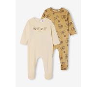 Pack of 2 Velour Sleepsuits, Winnie the Poo by Disney® cappuccino