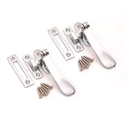 Pack of 2 Victorian Spoon Casement Window Furniture Handle Hook mortice Victorian Fastener 2 Finish (Polished Chrome)