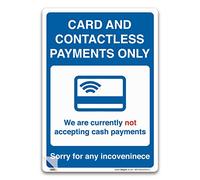 Pack of 2 Virus Protection Mandatory Signs - Card and Contactless Payments Only - A5-210 x 148mm Laminated Self-adhesive Vinyl - Effective Virus Protection Signs