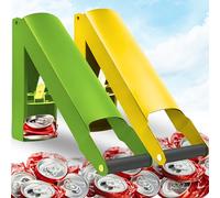 Pack of 2 Wall Mounted Can Crusher - Set of Green and Yellow Heavy Duty Can Crusher for Recycling Aluminum Can Smasher for Seltzer Soda Beer Cans Plastic Bottle