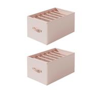 Pack of 2 Wardrobe Organiser, Foldable Boxes Cupboard Organiser Storage Box with 7 Compartments, Waterproof Drawer Organiser System, Storage Bag for Shirts, Trousers, Clothes, Socks (A)