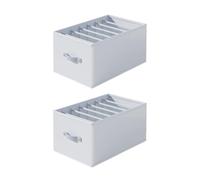 Pack of 2 Wardrobe Organiser, Foldable Boxes Cupboard Organiser Storage Box with 7 Compartments, Waterproof Drawer Organiser System, Storage Bag for Shirts, Trousers, Clothes, Socks (B)