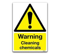 Pack of 2 Warning Cleaning chemicals Safety Sign 15x20cm - Self-adhesive vinyl hazard sticker for COSHH - Workplace Compliance Signs