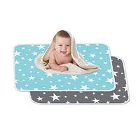 Pack of 2 Washable Infant Changing Mat 60 x 75 cm for Babies and Toddlers - Breathable, Waterproof, Reusable Urine Mat Cover (Fantasy Stars)