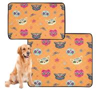 Pack of 2 Washable Non-Slip Dog Mats 24" x 36" + 36" x 42" Dead Day Sugar