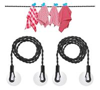Pack of 2 Washing Lines, Portable Retractable Washing Line with Hooks and Suction Cups, Flexible Camping Outdoor Clothesline