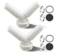 Pack of 2 Washing Machine Drain Adapter, 1 Inch Double Connection Washing Machine Connection Drain with 4 Hose Clamps for Use in Washing Machines