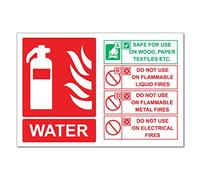 Pack of 2 Water Extinguisher Usage Emergency Instructions Stickers Safety Self Adhesive Vinyl A5 Size 148mm by 210mm