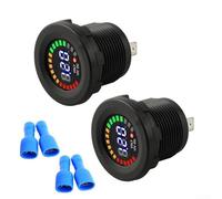 Pack of 2 Waterproof DC 12V LED Voltage Gauges Designed for Trucks, Cars, Motorcycles with Safety Fuse