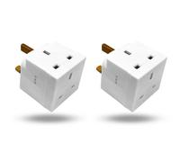Pack of 2 Way Double Plug Adapter, Multi Plug Extension Adapter UK, 3 Pin Socket Extensions 13 Amp 250V Plug Extender Multiplug for Home Phone & Socket Pin wall plugs for Office & Home Accessories.