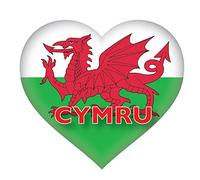 Pack of 2 Welsh Heart Cymru Wales Flag, car, Van Decal Stickers 97mm x 97mm Each