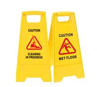 Pack of 2 Wet Floor Sign Caution Wet Floor Imprint on Bright Yellow A-Frame Safety Sign, High-Visibility Cleaning in Progress Floor Standing Sign Double Sided Foldable Prevents Accidental Slipping