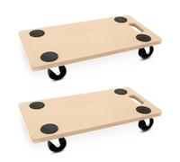 Pack of 2 Wheeled Platform Dolly - Furniture Moving Platform with EVA Foam Grip Pads, Wooden Base, 59x29x18cm - Furniture Lifter Trolley for Home, Office & Warehouse Use