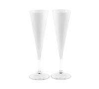 Pack Of 2 White Glass Flute Glasses Brand Pasabahce Model V Line 15 Cl