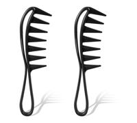 Pack of 2 Wide Tooth Combs, Black Curl Comb, Strands Comb, Wide Tooth Comb for Various Types of Hair, Hair Comb, Curling Comb for Home Salon, Hairdressing Comb