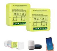 Pack of 2 WiFi light switches smart, smart life switch, Bluetooth light switch Alexa - 16A, smart home light switch, compatible with Alexa, Google Home and wall switch, voice control, timer