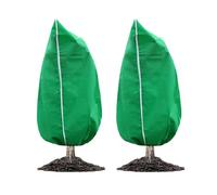 Pack of 2 Winter Protection for Plants 80 x 100 cm, Frost Protection Fleece with Zip and Drawstring for Orchard Pot Plants, Winter Plant Protection Bag for Tomatoes, Blueberries, Outdoor (Green)
