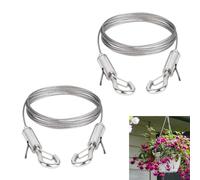 Pack of 2 Wire Rope Adjustable Steel Rope Hanging, Stainless Steel Wire Rope Suspension Steel Cable with Hooks 2 m x 1.5 mm Pictures Hanging Rope Photo Rope for Curtains Baskets Hanging Accessories