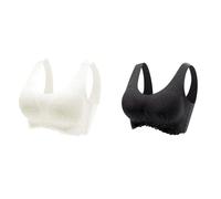 Pack Of 2 Women's Bra Without Underwire Up Seamless Comfort Sports Bra Padded Lace Bra Soft Seamless Stretch Bustier Medium Hold Non Wired Sleep Bra Classic Top For One Shoulder Sports Bra (Orange, M)