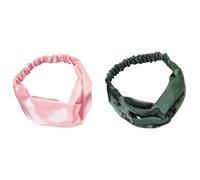 Pack of 2 Women's Hair Bands, Cross Elastic Headband, Boho Headband, Hair Accessories, Satin Soft Hair Bands, Hair Accessories for Makeup, Workout, Yoga Sports, Pink + Dark Green