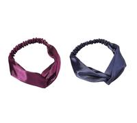 Pack of 2 Women's Hair Bands, Cross Elastic Headband, Boho Headband, Hair Accessories, Satin Soft Hair Bands, Hair Accessories for Makeup, Workout, Yoga Sports, Purple + Navy Blue