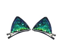 Pack of 2 Women's Hair Clips Cat Ears Sequins Hair Pin Hair Clip Duck Beak Clip Non-Slip Headwear Glitter Hair Clip Hair Accessories for Wedding Party Birthday, Navy Blue