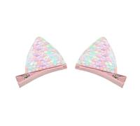 Pack of 2 Women's Hair Clips Cat Ears Sequins Hair Pin Hair Clip Duck Beak Clip Non-Slip Headwear Glitter Hair Clip Hair Accessories for Wedding Party Birthday, Colourful A