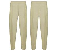 (Pack of 2) Womens Half Elasticated Waist Trousers 2 Side Pockets Short Medium Long for Ladies Office Work Black Navy Bottle Green UK 8-24 (UK, Numeric, 22, Regular, Regular, Stone)