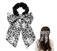 Pack of 2 Women's Soft Elastic Hair Bows with Bow, Floral Pattern Bow Hair Accessories, Suitable for Girls and Women, Ponytails and Other Hair Fixers