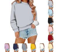 Pack of 2 Women's Sweatshirt Without Hood, Sweatshirts for Women, Hoodie Oversize, Pullover Winter, Jumper Autumn, Women's Pullover Long Sleeve, Cardigan Plain Hoodies Cotton, Hoodie, B010brick red, L