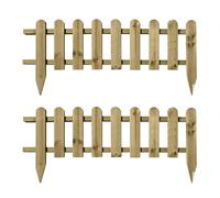 Pack of 2 Wooden Picket Fence Panels - Decorative Garden Edging Fencing for Lawn Driveway & Paths Large Pressure Treated Timber Border Easy Install Rot Resistant 40x99cm