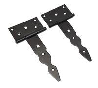 Pack of 2 x 150 mm T-Hinge Black, Steel Tee Hinges, Weather Resistant, Rust Proof Powder Coating, T Strap Hinges Ideal for Indoor or Outdoor Use On Gates, Sheds, Barn Doors, Gazebos, Wardrobes, Chests