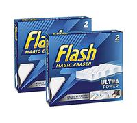 Pack of 2 x 2 Magic Sponge Eraser Ultra Power | With no Harsh Chemicals | Safely Removes Scuffs, Grime And Dirt Without Scratching Or Damage | Size 10.2 x 5.1 x 2.5 CM